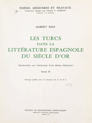 cover image of Les Turcs dans la littérature espagnole du Siècle d'Or (2)